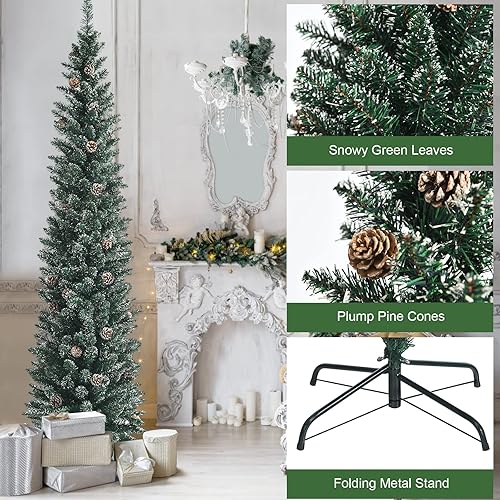 Miniatura 159 de Goplus - Árbol de Navidad artificial cónico de 6 pies, 340 puntas de rama, agujas de cloruro de polivinilo premium, delgado con soporte de metal