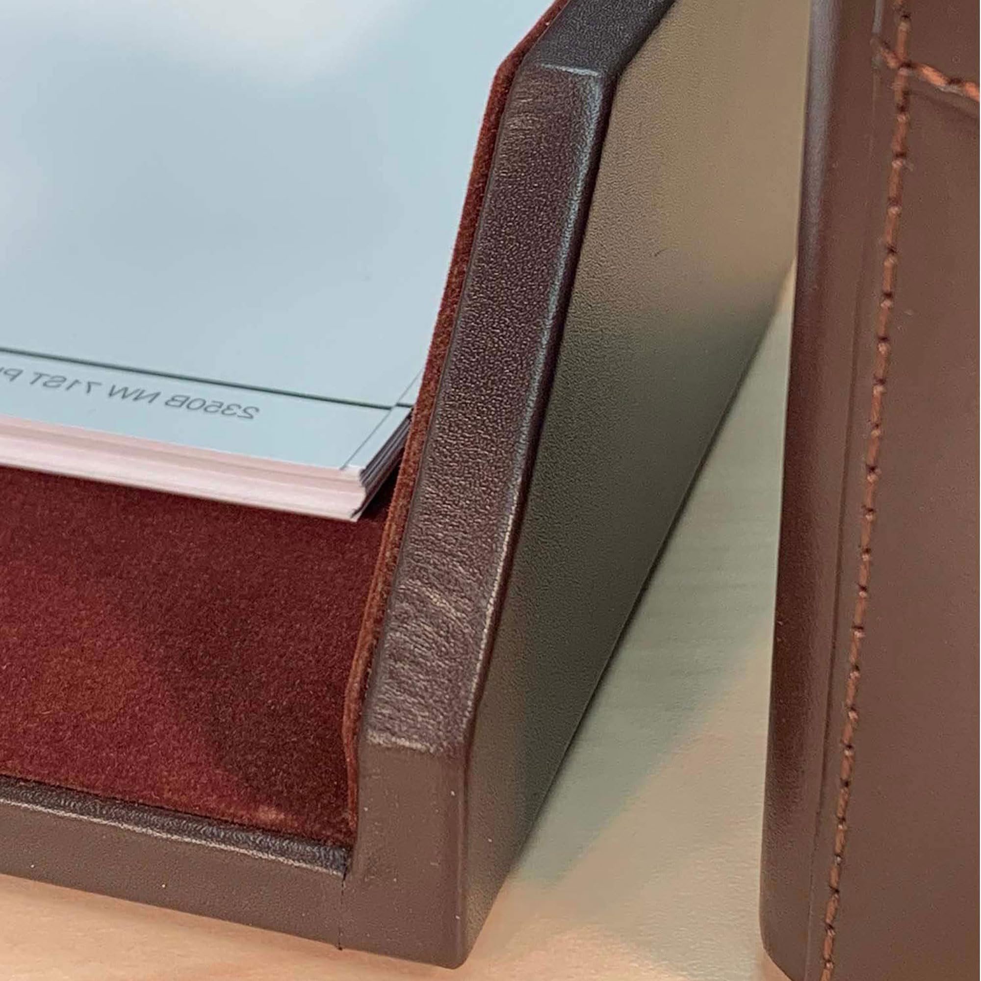 Dacasso Leather Desktop Letter Tray - Luxury Office Paper Organizer In Chocolate Brown