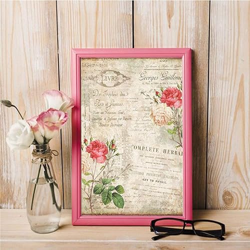 Miniatura 3 de CrafTreat Papel de decoupage francés para manualidades – Flores francesas 1 y 2 – Tamaño: A4-8 piezas – Papel de decoupage para muebles vintage