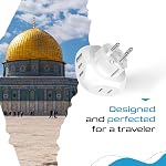 Ceptics Israel, Palestine Travel Plug Adapter - Type H - 5 Input with 20W PD-QC 3.1A Dual USB-C and USB - Light Weight - Perfect for Cell Phones, Laptops, Camera Chargers and More (PTU-14), White