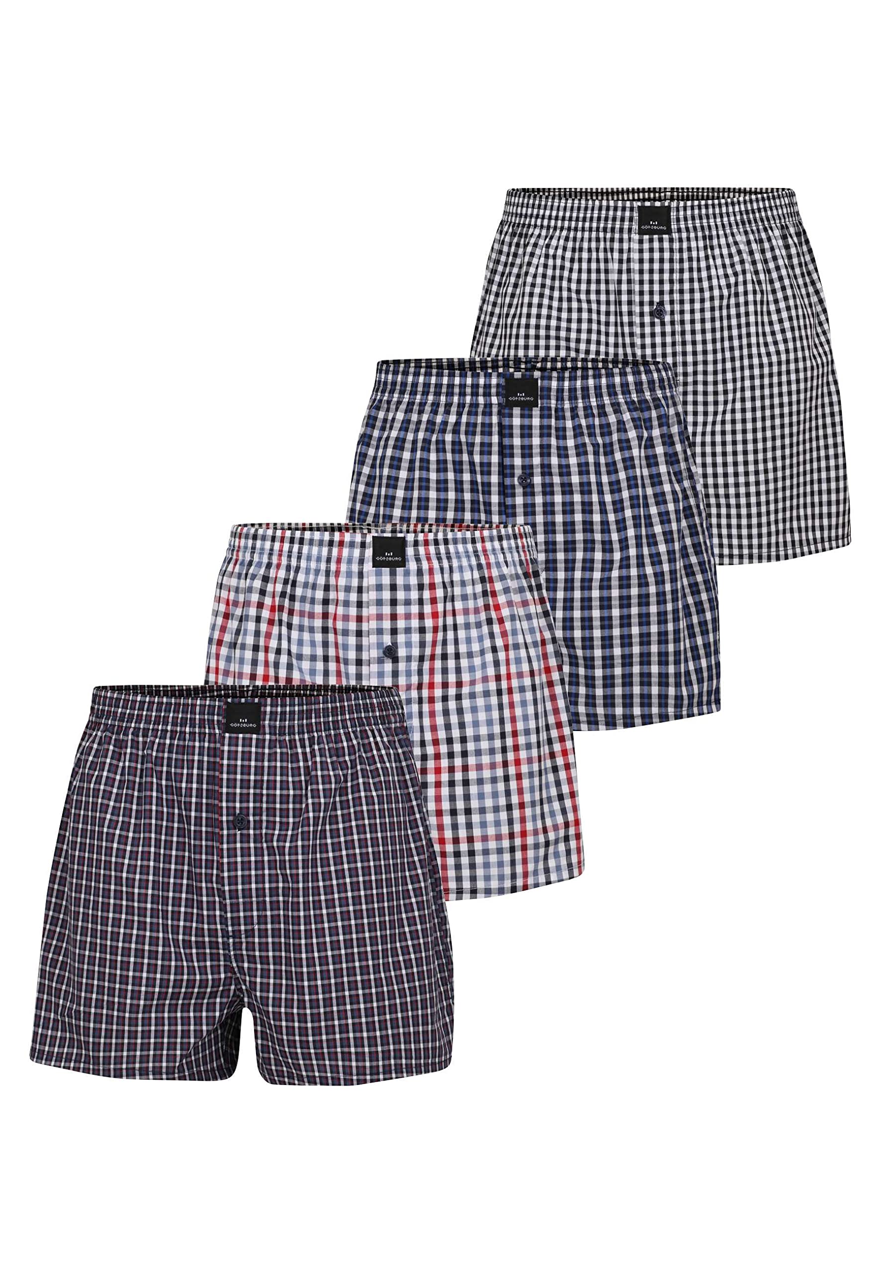 Götzburg Herren 4er Pack American Boxershorts 100% Gewebte Baumwolle