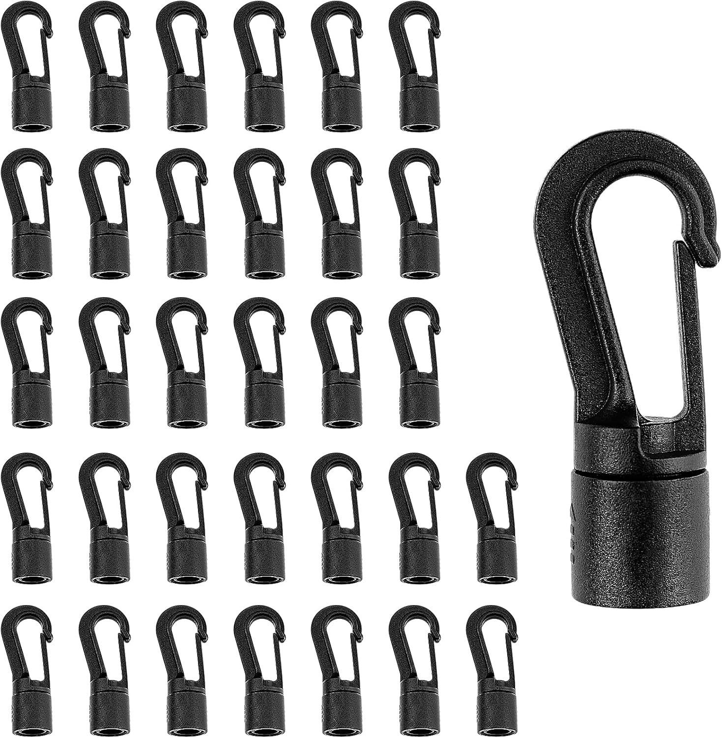 ZHOUBIN Shock Cord End Snap Hooks for 1/4 inch to 5/16 inch, Black