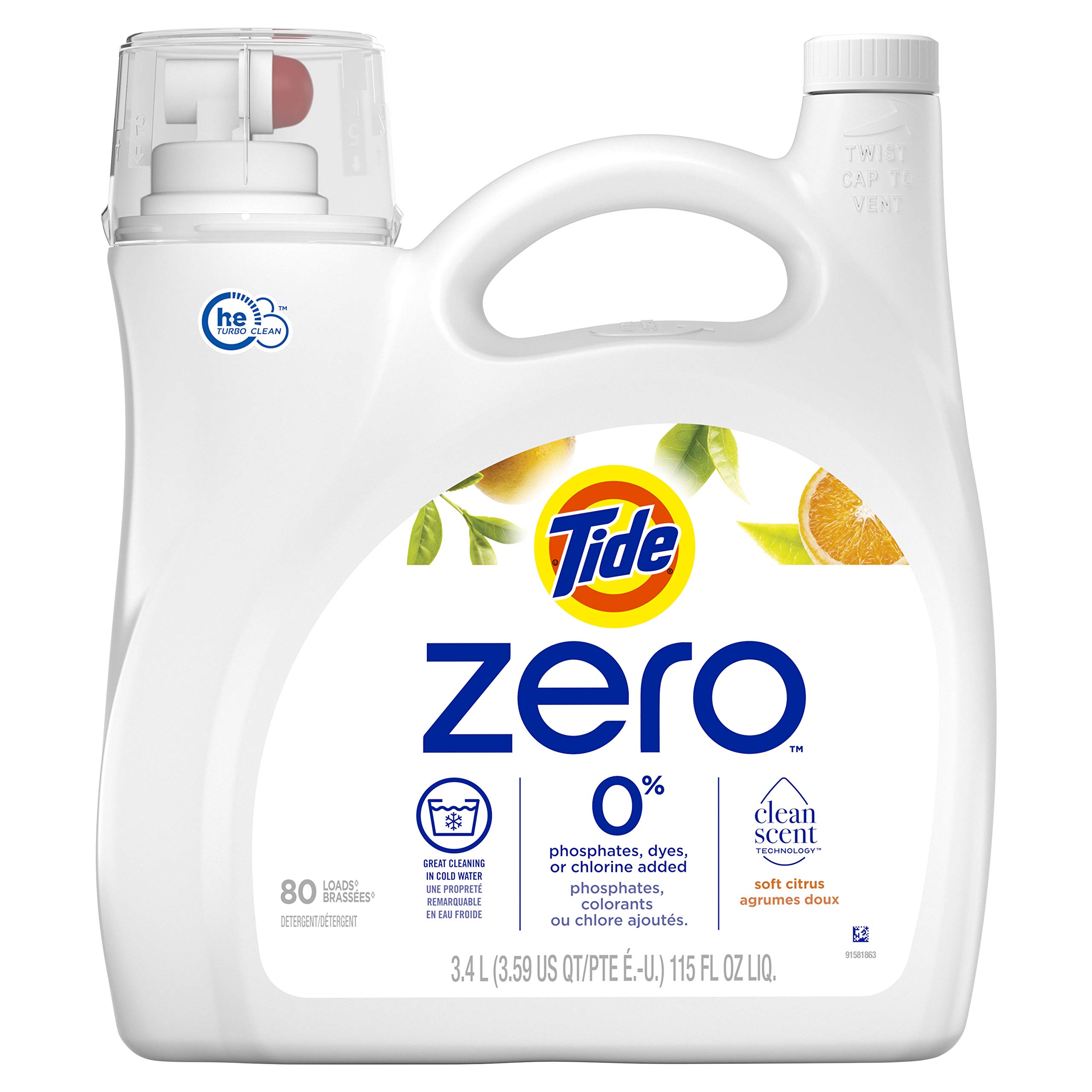TIDE(イデタツヒロ) OWNERS Tide Zero Liquid Laundry Detergent, Soft Citrus Scent, 80 Lds