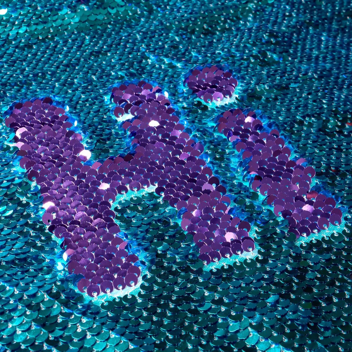 Fabric by The Yard Turquoise to Lavender Sequin Mermaid Fabric 5mm Glitter Fabric 2
