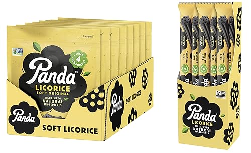 Panda ® Regaliz original suave y natural | Caramelo de regaliz negro Pure Panda hecho con solo 4 ingredientes naturales | Vegano y sin grasa | 200 g