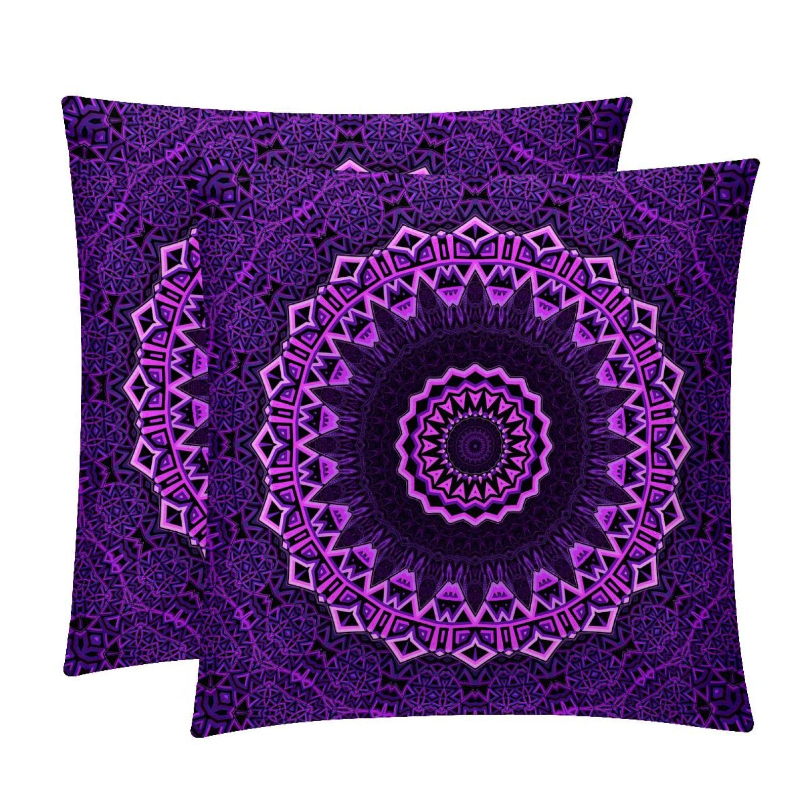 Housse de coussin lombaire pour décor de maison de ferme, style ethnique violet