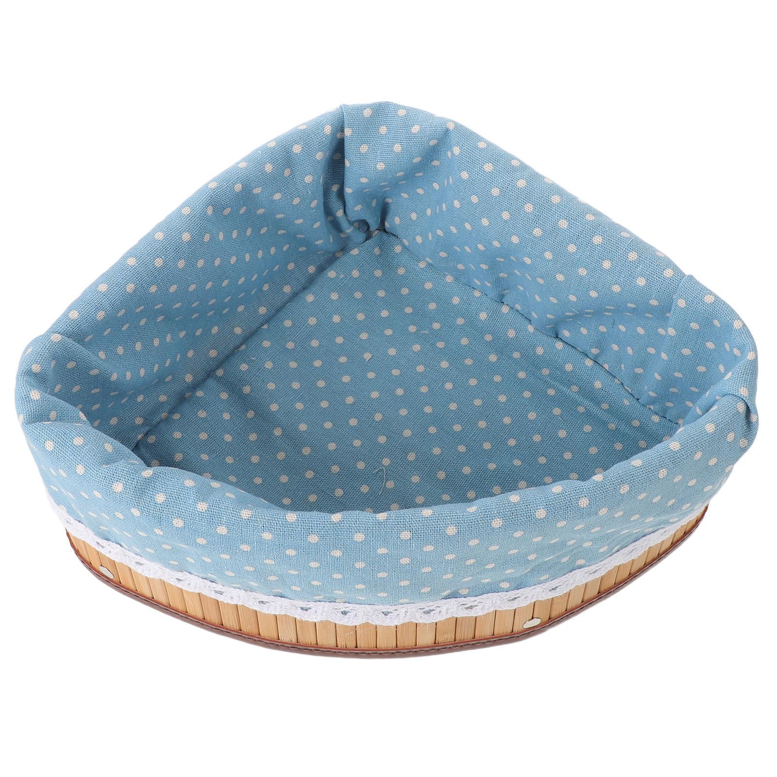 DOITOOL Cesta con Forro de Tela Diseño Resistente de Almacenamiento Triangular de Bambú y Fácil Limpieza para Organizar Esquinas en Dormitorio o Baño