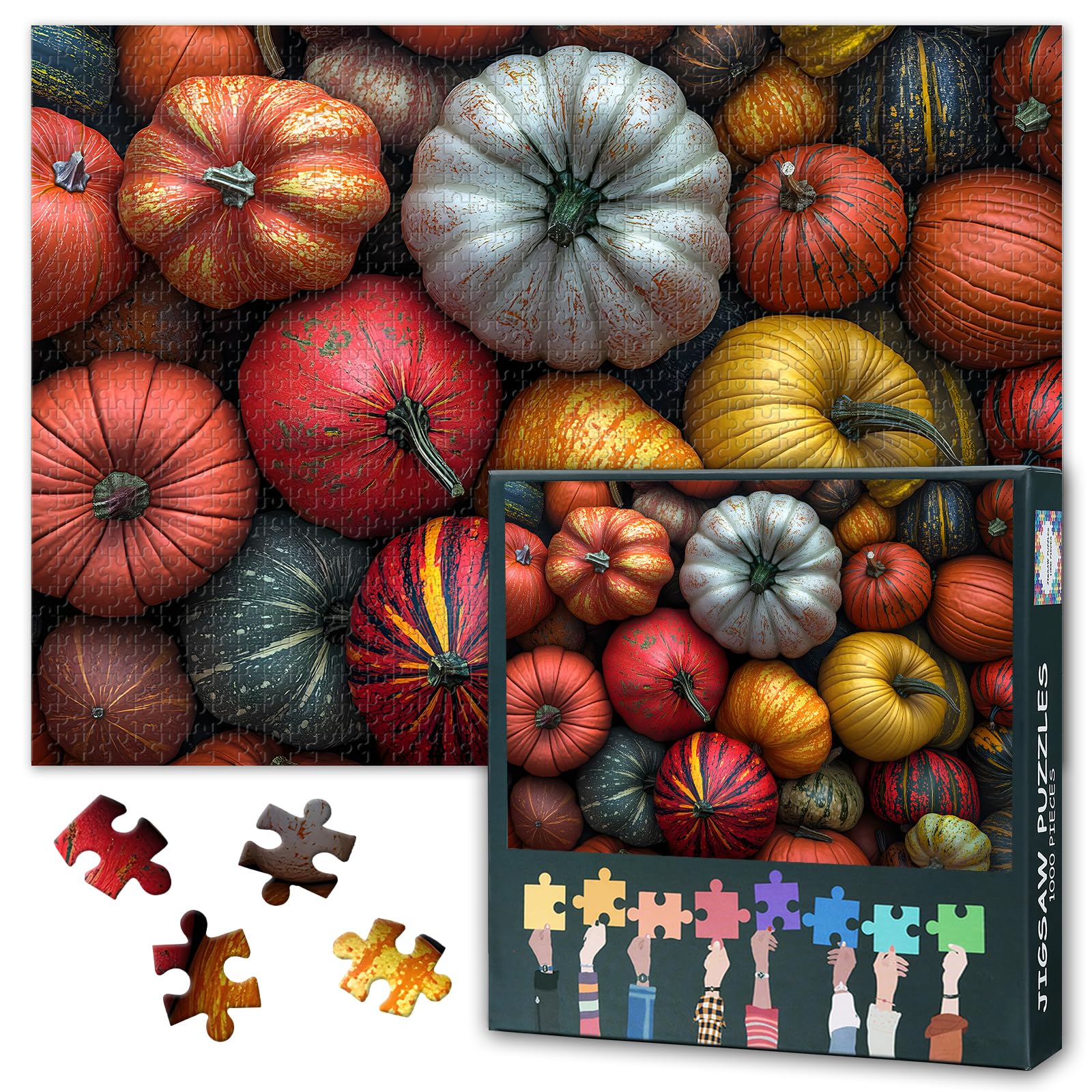 Puzzles for Adults 1000 Pieces, Different Types and Sizes of Pumpkins Jigsaw Puzzles, Adult Puzzle for Adults, Educational Fun Games or Toys for Elders Friends 20X27 INCH โ image 1
