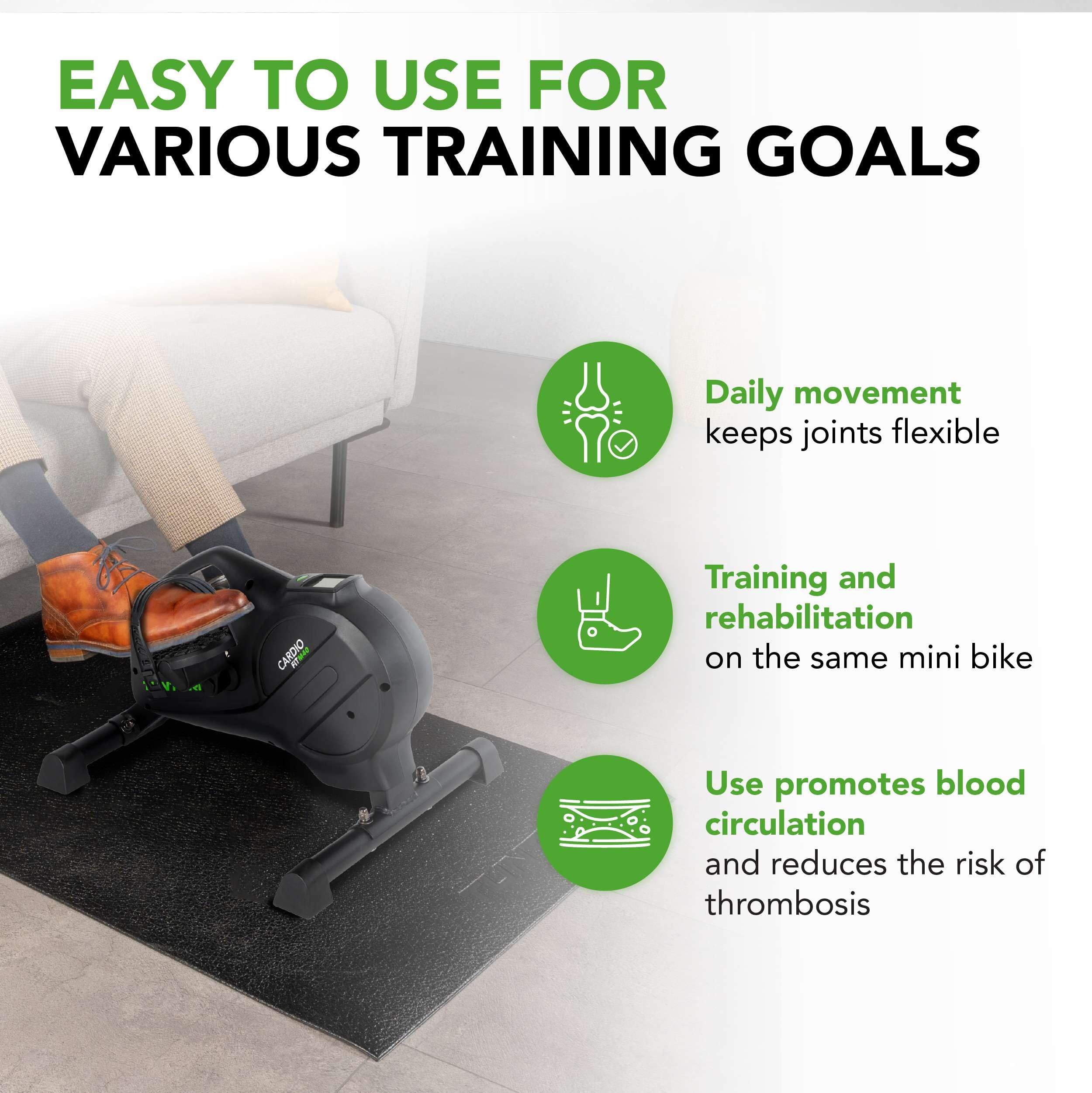 Tunturi Cardio Fit M40 Mini Bike Cyclette Cyclette - Cyclette per Anziani, Gamba per Casa, Resistenza Regolabile e Display LCD per Braccia e Gambe