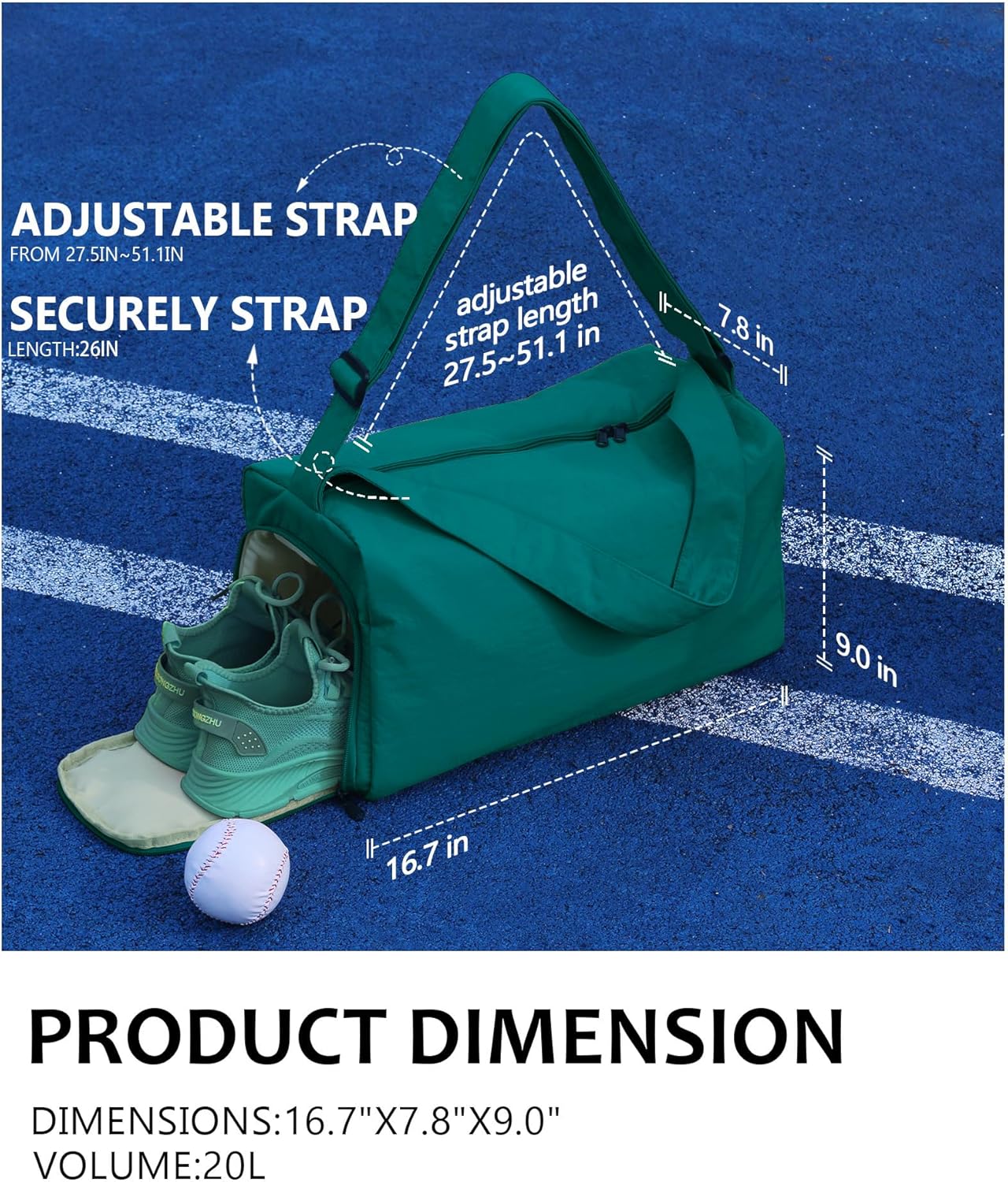 Small Gym Bag for Women with Shoes Compartment, Stylish Duffle Travel Bag for Plane, Lightweight Duffle Bag for Women & Men, Sport Gym Tote Bag with Wet Pocket for Yoga, Pilates, Swimming - Image 3