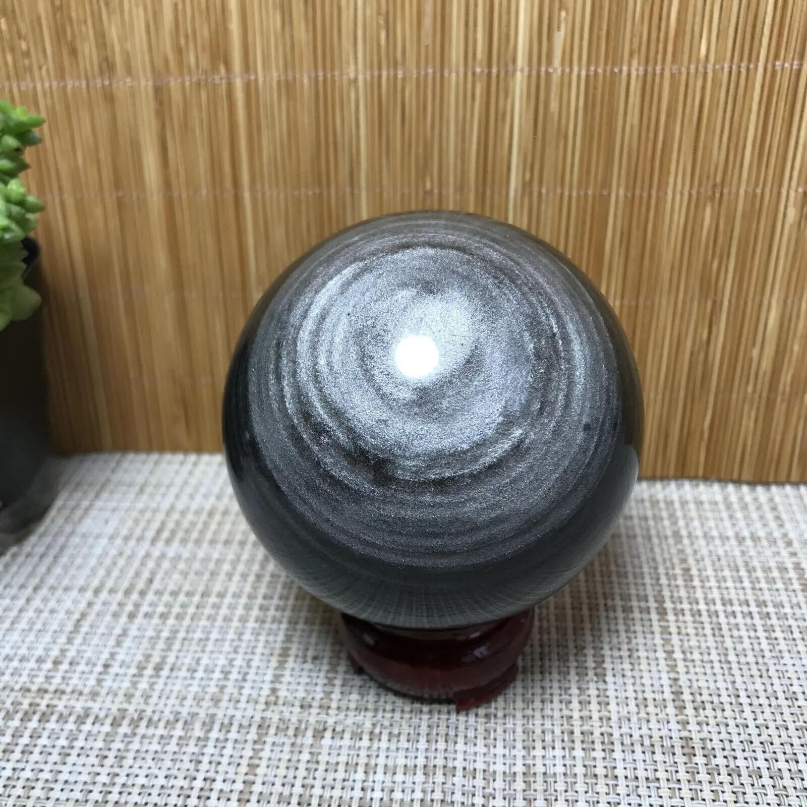 CYVXCPPGI Silver Obsidian Ball Therapeutic Crystal Polishing Ball Ornaments (Size : 900-1000g)