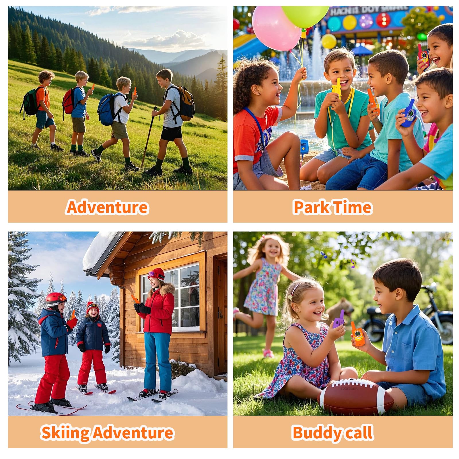 Walkie Talkies para niños, radio de 2 vías de largo alcance, walkie talkie para niños, regalos de cumpleaños, campamento al aire libre, viaje familiar (amarillo) 3