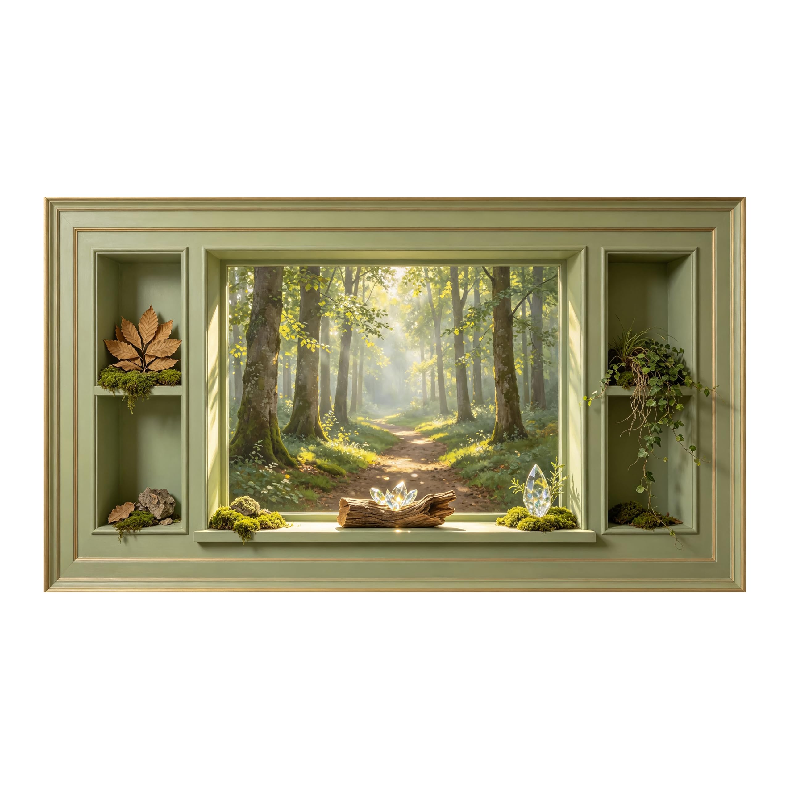 Yzpallescene Art260711183 3D Framed Wall Art Forest Path Sunlight Landscape Window View Large Size Selfadhesive Removable Wall Decor Prints Artwork For Living Room Bedroom Office