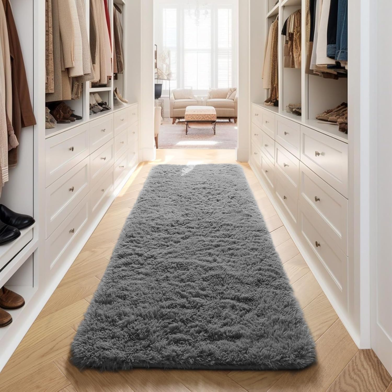 PAGISOFE Super Soft Runner Rugs for Hallway 2x6 Ft,Grey Fluffy Rug Home Decor Aesthetic, Fuzzy Plush Long Bedside Rugs for Room Decor Indoor Fluffy Shaggy Furry Throw Rug for Teen Dorm Nursery - Image 7