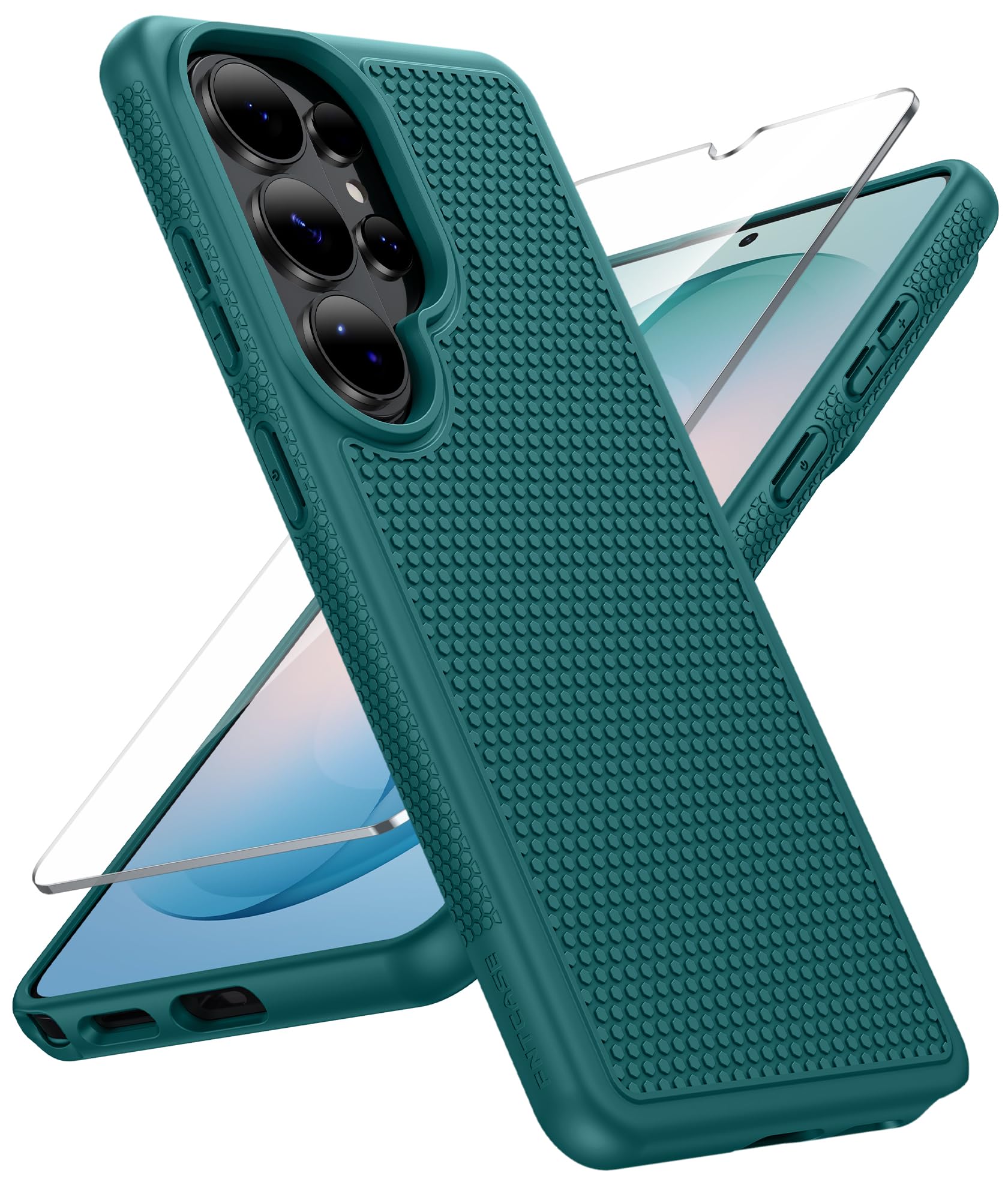 FNTCASE for Samsung Galaxy S26 Ultra Phone Case: Dual Layer Non Slip Green | With Screen Protector, Shockproof Drop Protection, Matte Textured Protective Cell Phone Cover, for Daily Use, Green