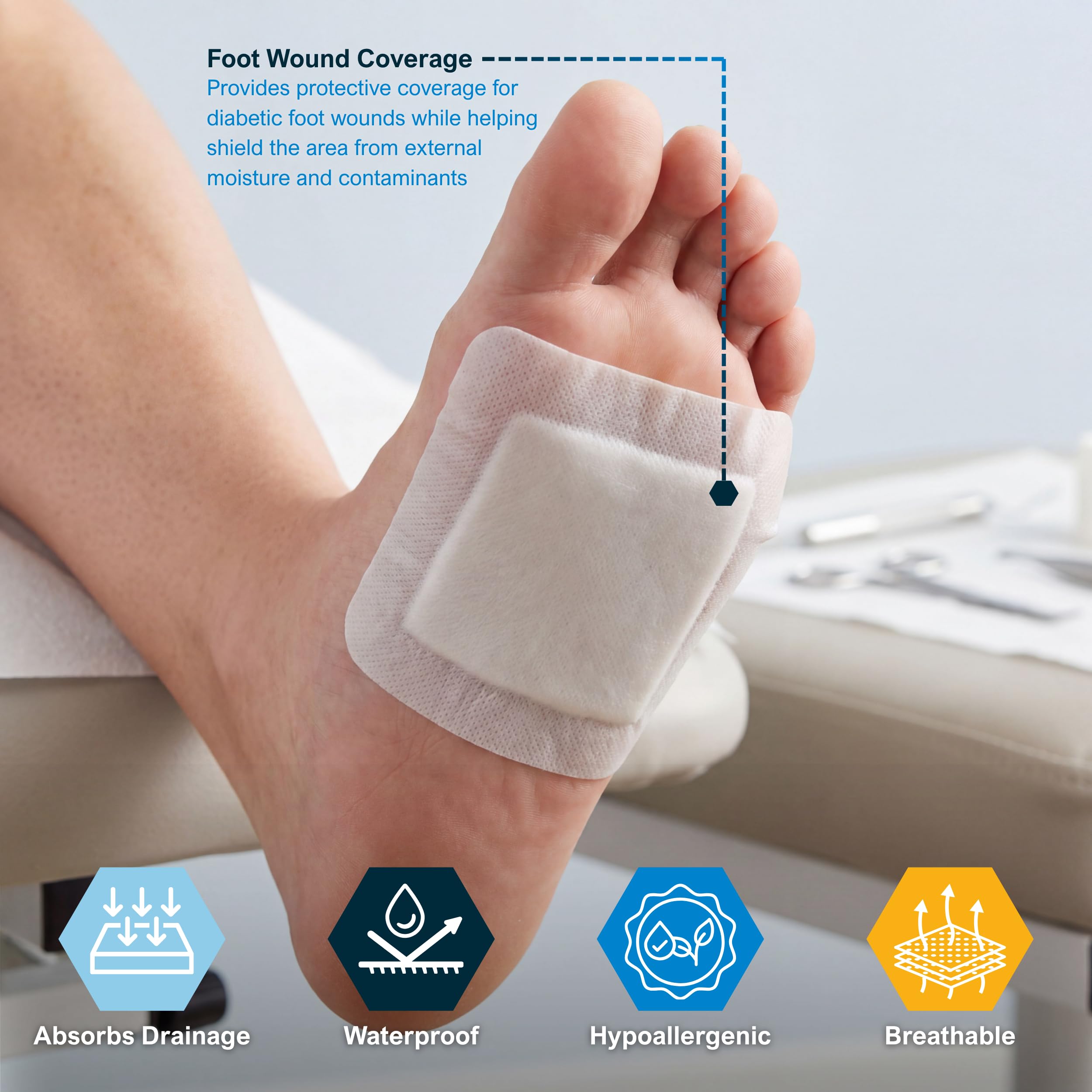 MedPride Wundkompresse, wasserdicht, 10 Stück, 10,2 x 10,2 cm, steril, einzeln verpackt, für Männer und Frauen, für Druckgeschwüre