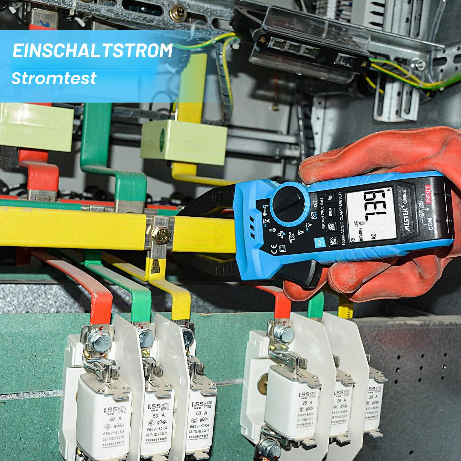 Zangenmultimeter Digital Stromzange Multimeter Clamp Meter AC/DC MESTEK 1000A TRMS 6000 Zähler Strommesszange mit VFD, LOZ-Modus Misst Strom Spannung Temperatur Widerstand Kapazität Frequenz