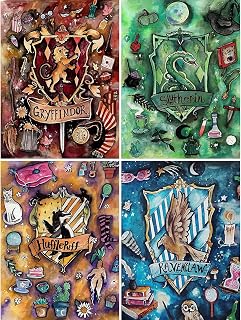 Diamond Painting Kits, 4 Pack Diamond Art Kits for Adults, DIY 5D Round Full Drill Crafts Diamond dotz Home Wall Decor Gifts Harry Magic Boy Potter (12x16inch)