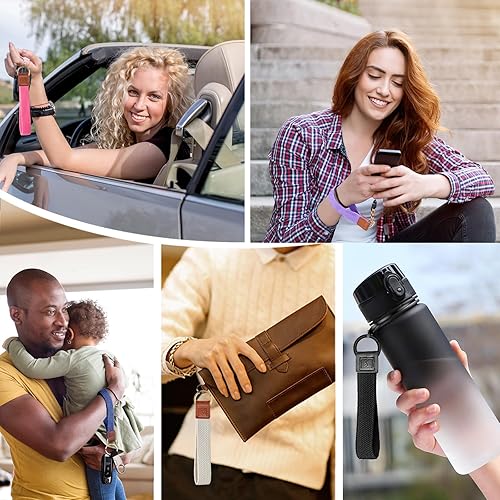 Miniatura 7 de Llavero elástico, bonito llavero de pulsera, cordón de muñeca tejido mejorado para llaves, llaveros para mujeres y hombres, llaves de automóvil,