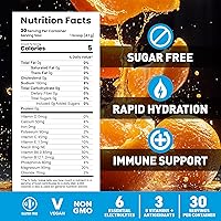 Vista 4 de Body Fortress Electrolyte Powder Orange Tangerine - Mezcla de bebida de hidratación rápida con 6 electrolitos esenciales y 3 vitaminas B, sin