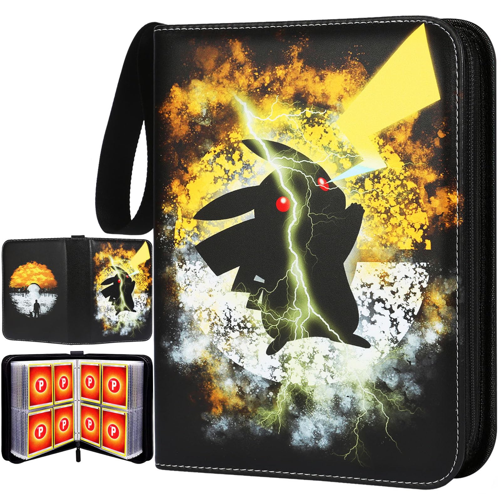 Card Binder 520-Pockets for Game Trading Cards, with 65 Page 4-Pocket Sleeves Hold 520 Cards, Card Holder Collector Album Book Storage Bag