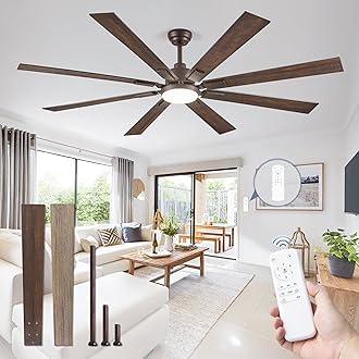 ZMISHIBO 72 inch Oil Rubbed Bronze Ceiling Fans with Lights and Remote, Indoor/Outdoor Farmhouse Ceiling Fan for Living Room Patio, 6 Speed Reversible Quiet DC Motor, 3CCT, Dual Finish Blades