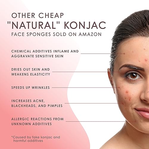 Miniatura 2 de Konjac - Esponja facial (paquete de 4)  100% natural y libre de tintes  No tóxica  Biodegradable  Ecológica  Embalaje sin plástico