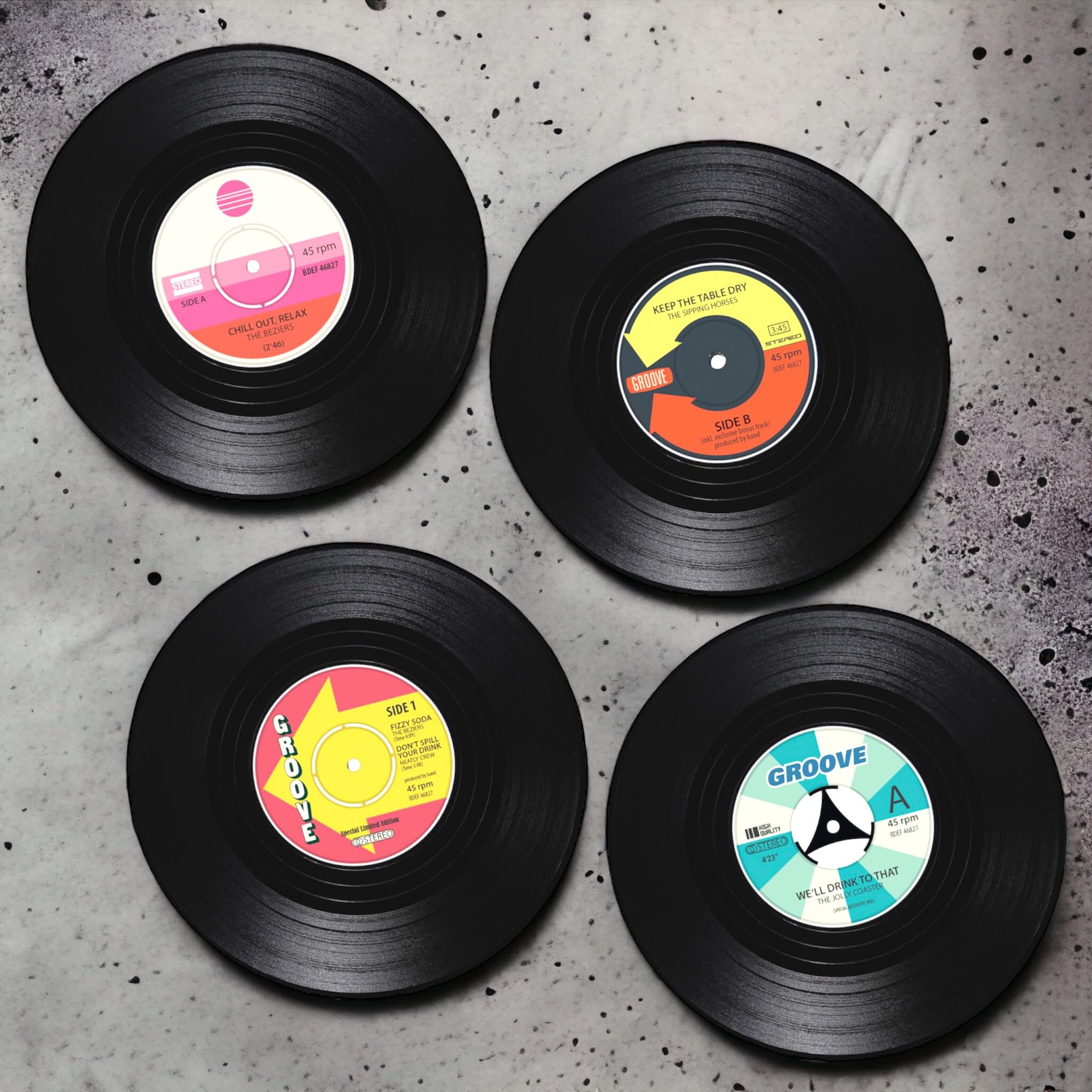 Destination Vinyl - Set Di 4 Sottobicchieri Quadrati Con Api, 9x9 Cm, Impermeabili, Regalo Originale - 2