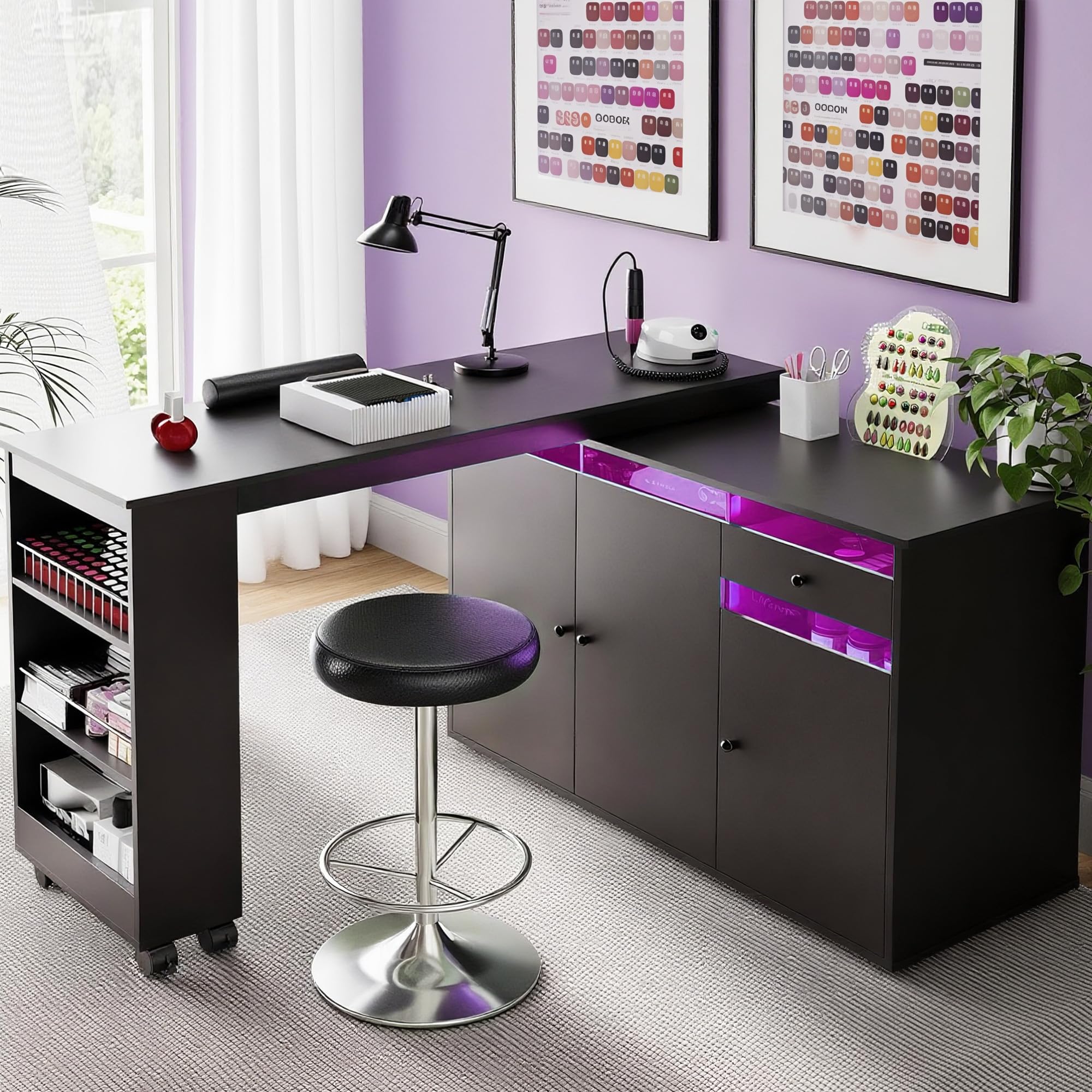 Amazon.com: Kikihouse L-Shaped Manicure Table with Dust Collector