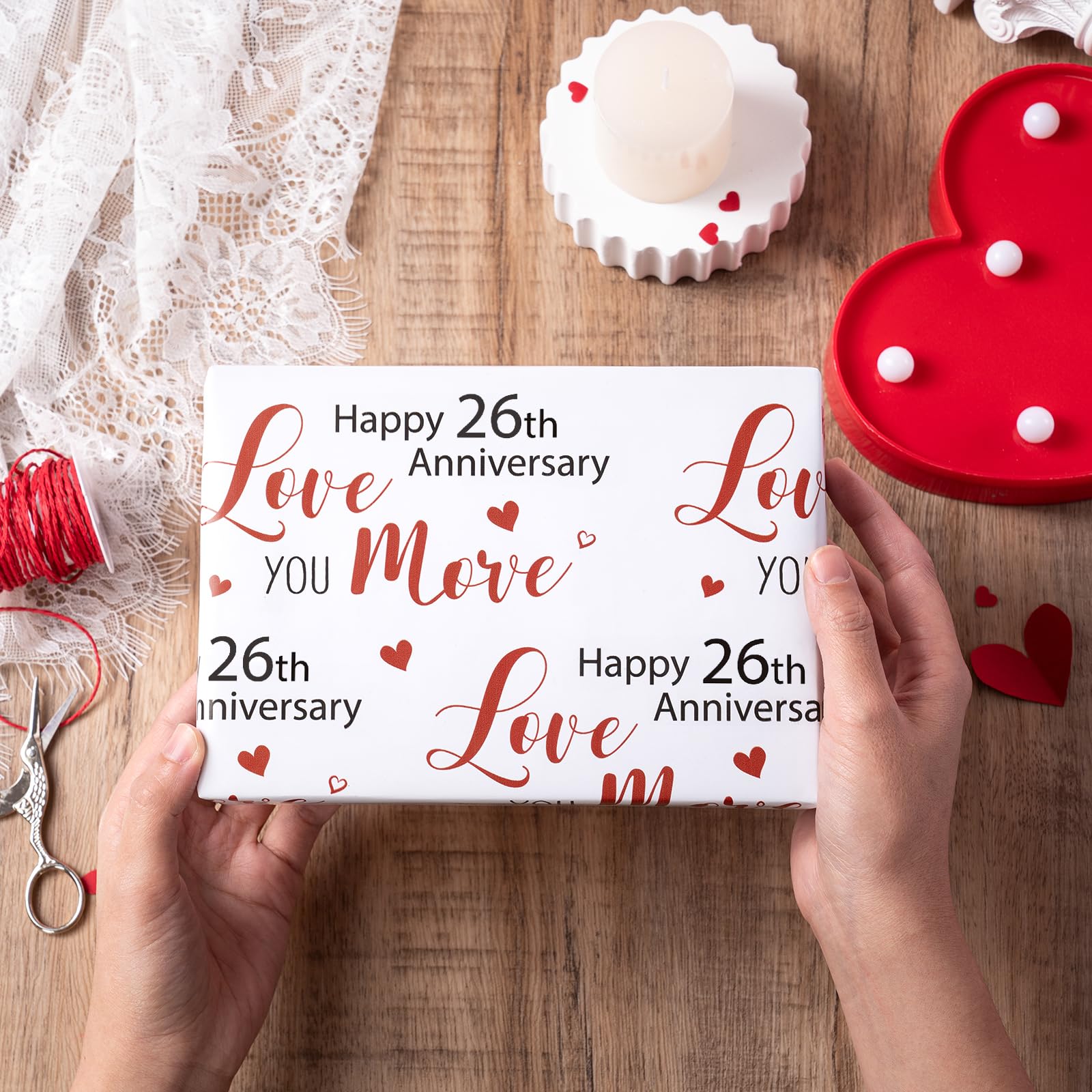 Valentines Day Gift Wrap Roll Funny Cats Hearts Stars Mini Roll Girls
