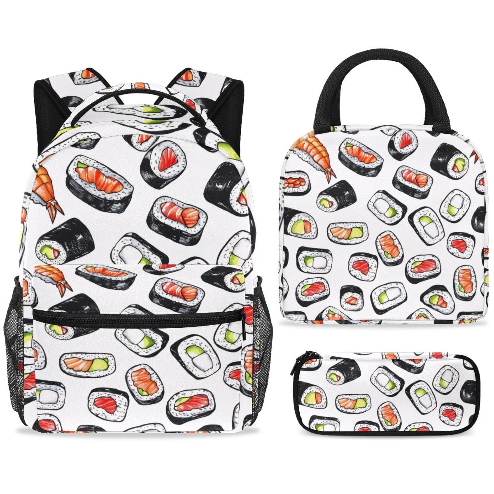 Set di zaino scolastico con borsa per il pranzo e astuccio, set da 3 pezzi per libri scolastici, zaino da viaggio, zaino casual per adolescenti, ragazze, ragazzi, primaria, junior, medio