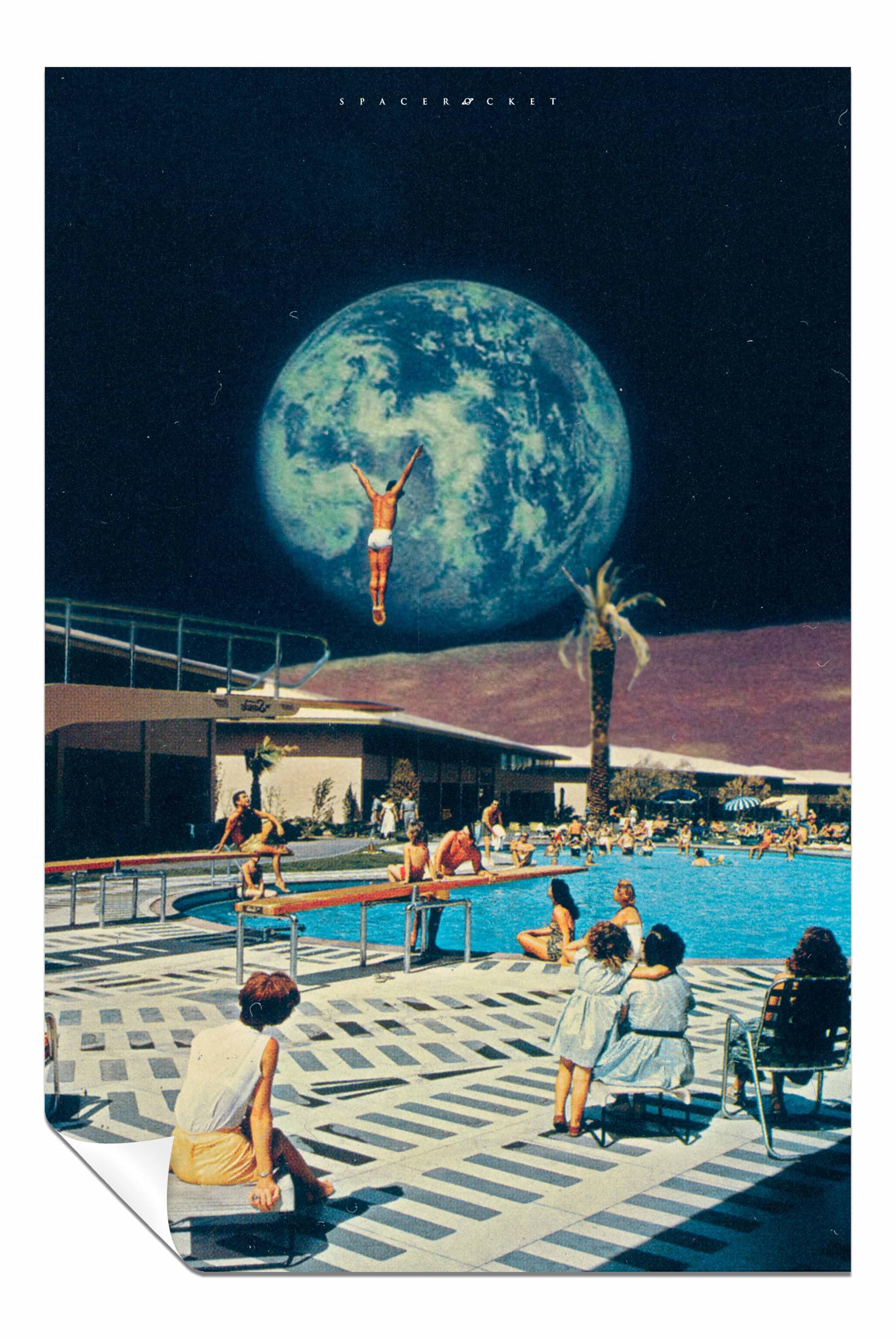 Panther Print Swimming Pool Dive Unframed Poster, Pictures for Home Walls, Bedroom, Living Room & Bathroom Deco 61x41cm (24x16in)
