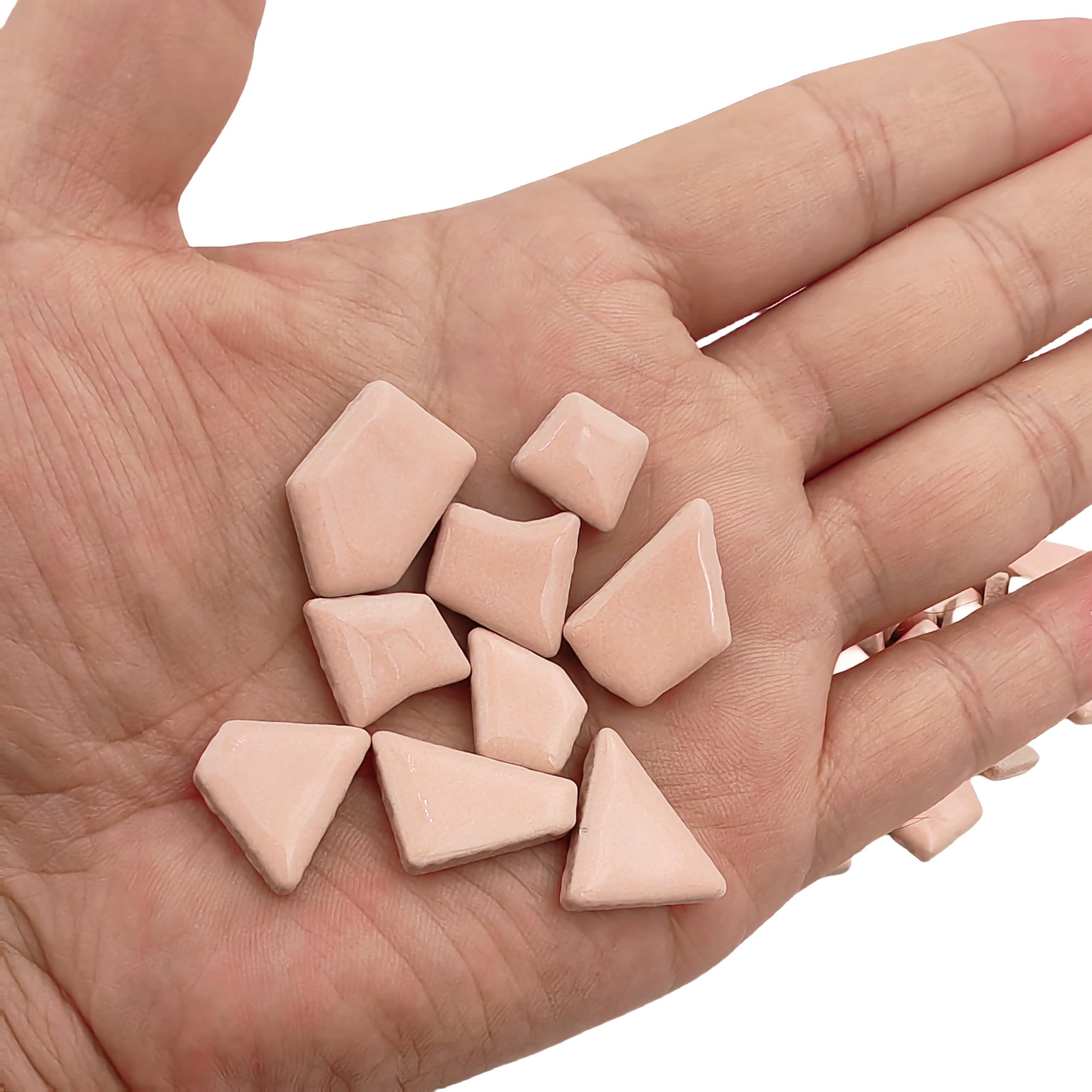 Nieregularne ceramiczne płytki mozaikowe, 500 g, 0,5 x 2 cm, małe elementy mozaiki, kamienie do samodzielnego wykonania mozaiki, rękodzieła, hobby, sztuki, dekoracji ścian domu (różowe)
