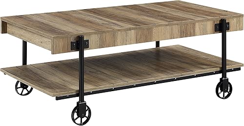 Miniatura 5 de Furniture of America Cleon Industrial - Mesa de sofá industrial de 48 pulgadas con ruedas para exhibición, decoración de sala, pasillo, dormitorio,