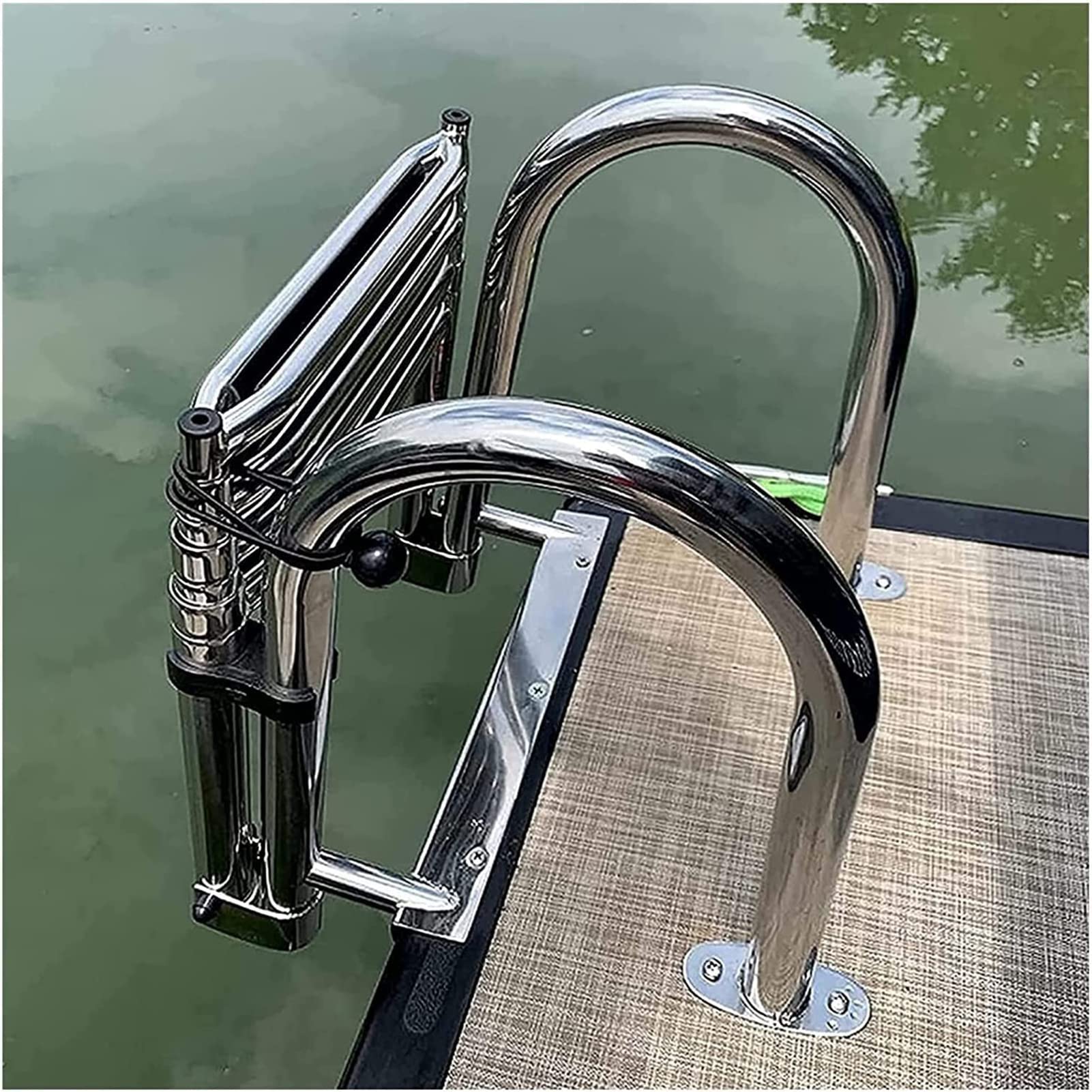Buy Foldable Boat Ladder, 4 Step Stainless Steel Marine Pontoon Boat