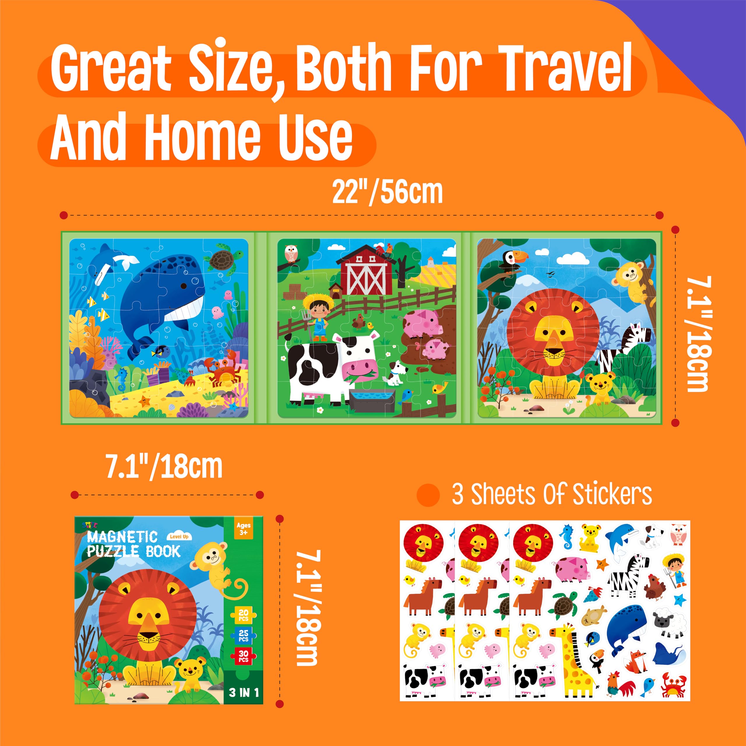 Puzzle Magnetici per Bambini 3-5 Anni, 3 Puzzle da Viaggio con 20-30 Pezzi, Giochi di Sudoku Magnetici Tema Animali