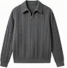 Suéter de Punto Texturizado para Hombre Xiaojmake, Manga Larga, Escote en V, Casual, Otoño, Holgado, Jacquard, Golf 7