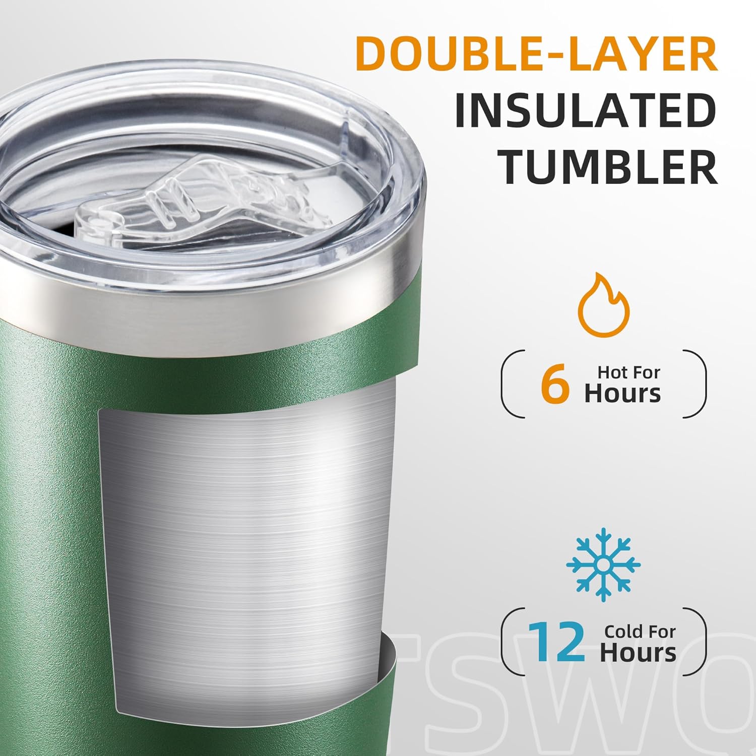 20 oz Tumbler Bulk with Lid Stainless Steel Insulated Tumblers Double Wall Vacuum Coffee Mug Powder Coated Tumbler Cups for Cold and Hot Drinks, Dark Green, 6 pack - Image 2