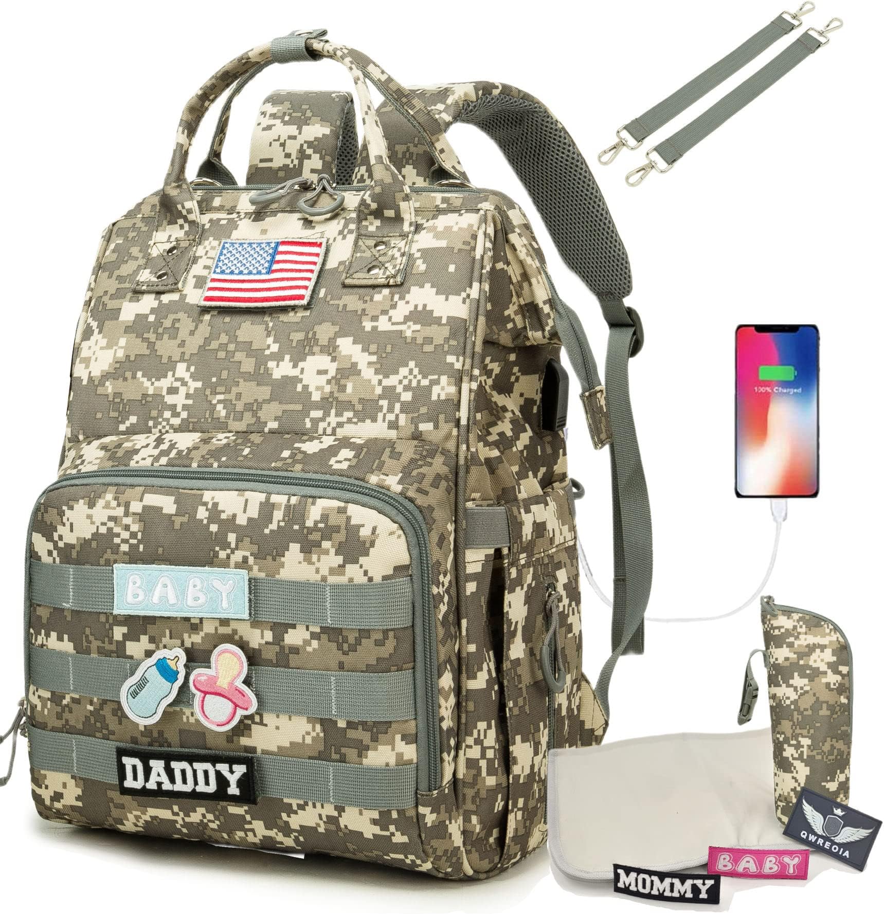 Camo daddy/mommy patches Diaper Bag