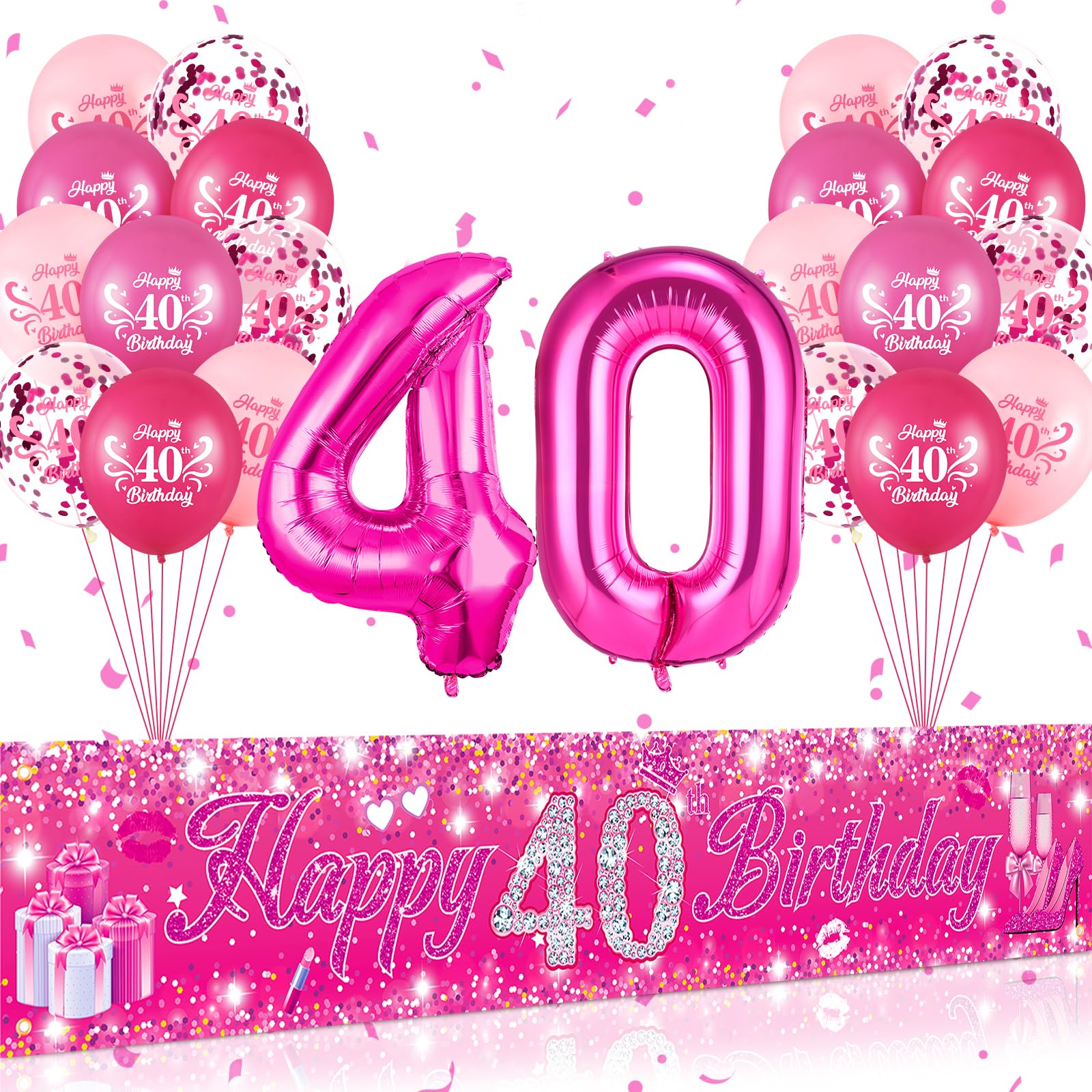 40. Geburtstag Schärpe Mit Strass – „Naughty 40“ In Pink-Schwarz – Party-Accessoire Für Geburtstagsfeiern