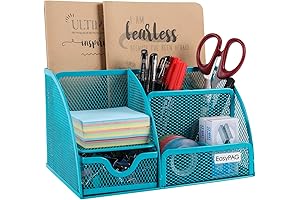 EasyPAG Turquoise Desk Accessories Mesh Desk Organizer