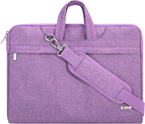 Miniatura 10 de Voova Funda para Portátil de 13, 14, 15, 16, 17 Pulgadas con Correa para el Hombro, Funda Impermeable para Portátil Maletín Delgado Púrpura
