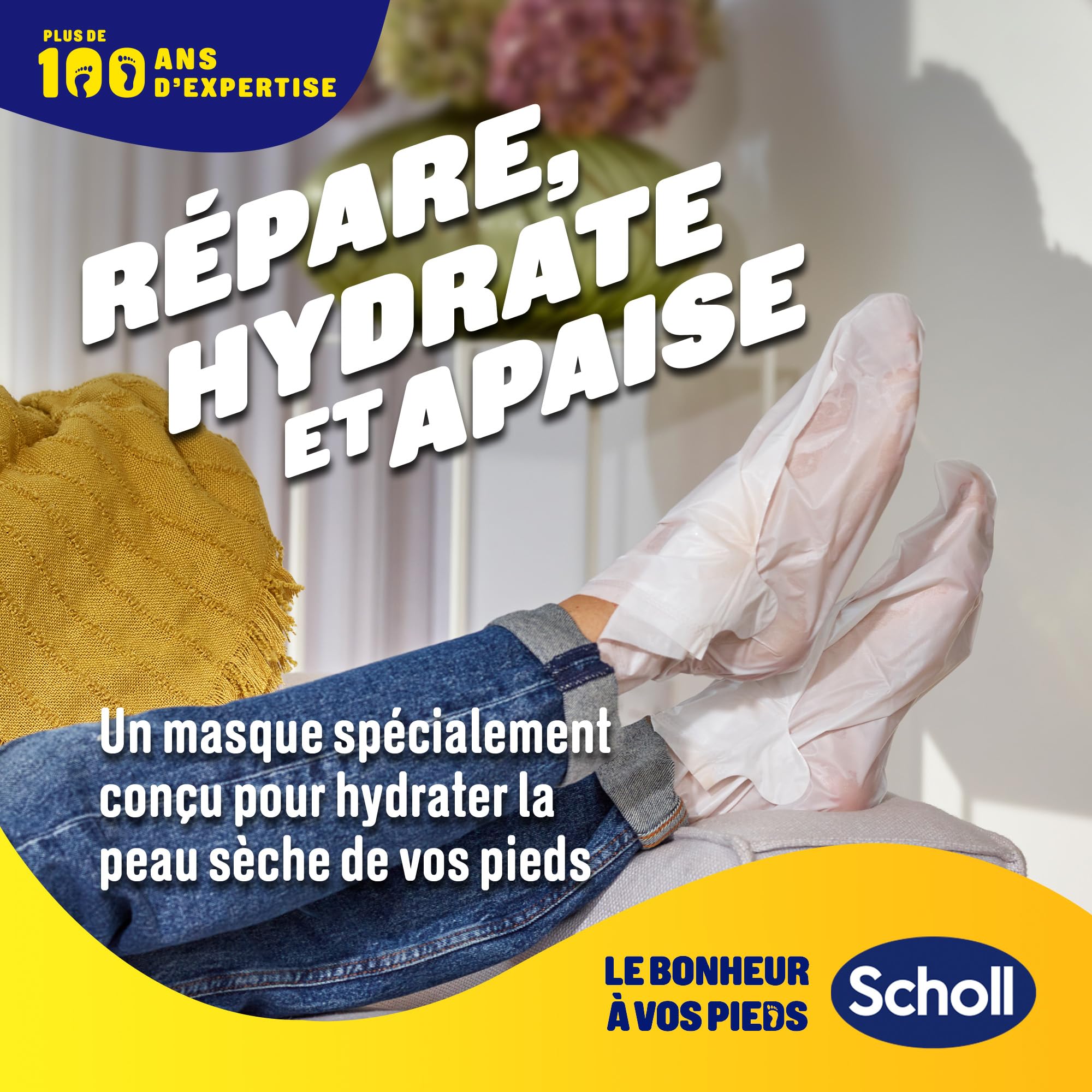 Scholl Masque Pieds Nourrissant à l'Huile de Noix de Coco: Sans parfum ni colorants pour peaux sèches. Chaussettes hydratantes non grasses, faciles à utiliser. Emballage et masque recyclables, 1 paire - 3