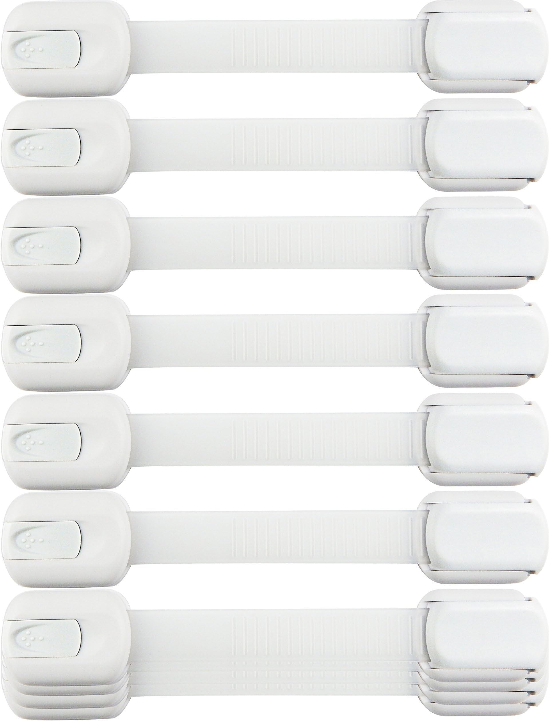 - Child Safety Strap Locks (10 Pack) Baby Locks for Cabinets and Drawers, Toilet, Fridge & More. 3M Adhesive Pads. Easy Installation, No Drilling Required, White