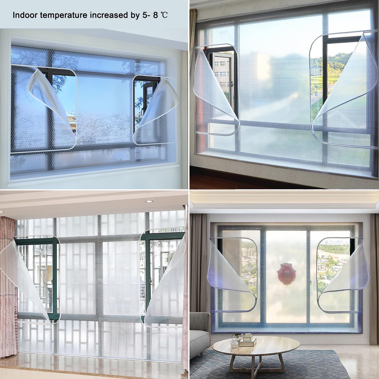 Kit Isolante Per Finestre - Tende Termiche Adesive 80x120 Cm, Isolano Dal Freddo E Dalla Luce