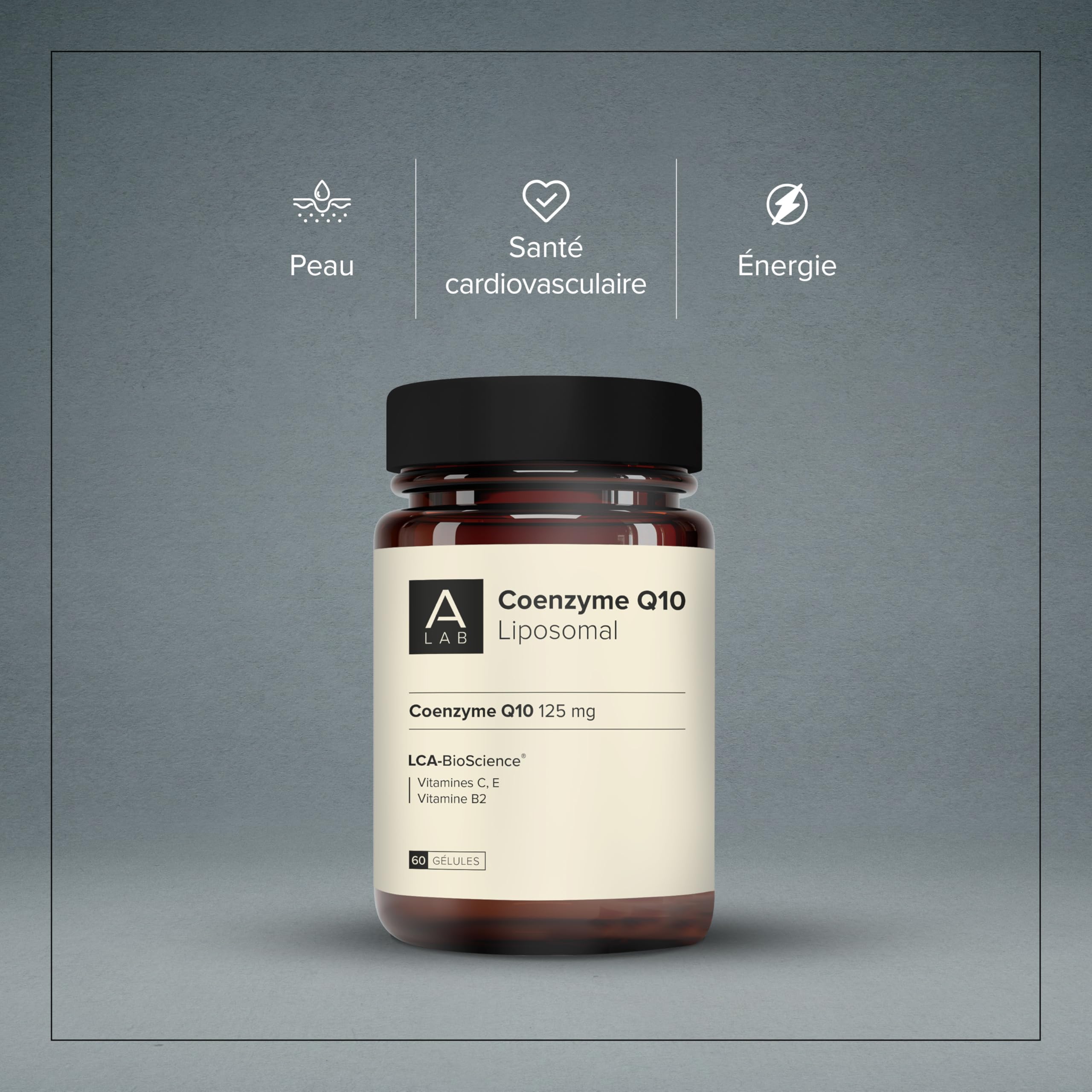 A-LAB Coenzyme Q10 Liposomale - Technologie d'Assimilation Renforcée - Complément Alimentaire Antioxydant, Anti-Age, Santé Cardiovalsculaire - 30 à 60 jours - Fabriqué en France