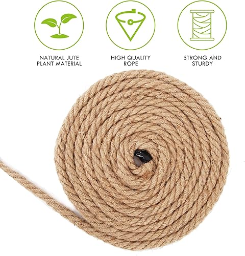 Miniatura 4 de Cuerda de cáñamo de 1/2 pulgada, 50 pies, cuerda de yute gruesa resistente, cuerda de manila trenzada para jardinería, cuerda gruesa de yute para
