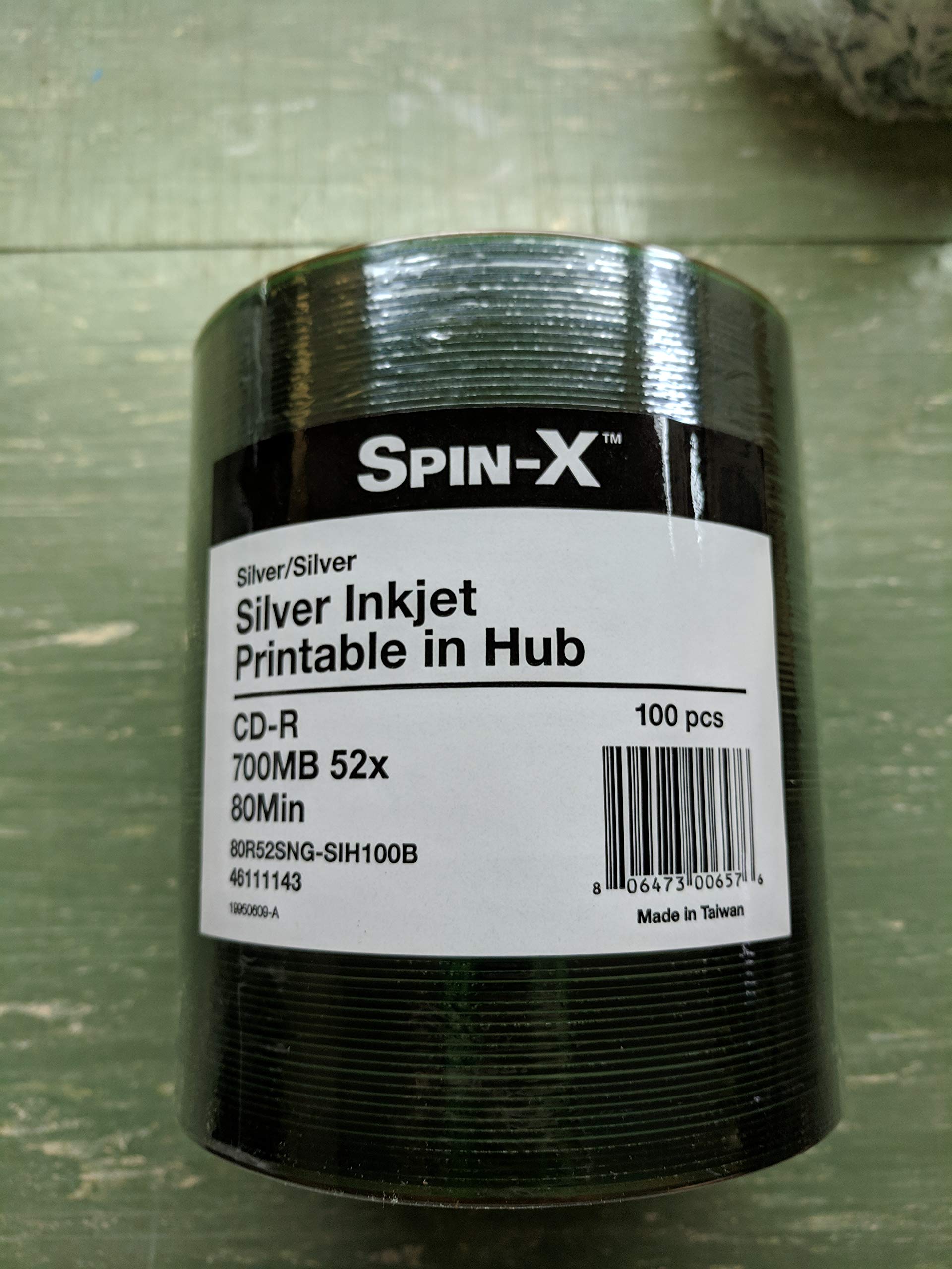 Spin-X 100 52x CD-R 80min 700MB Silver Inkjet Hub Printable