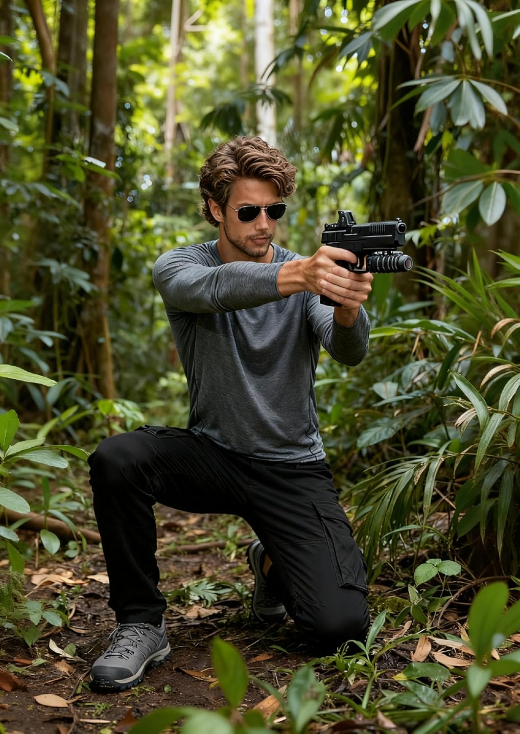 ITALYMORN Black Cargo Pants for Men Slim fit Khaki Work Pants with Pockets - Image 4