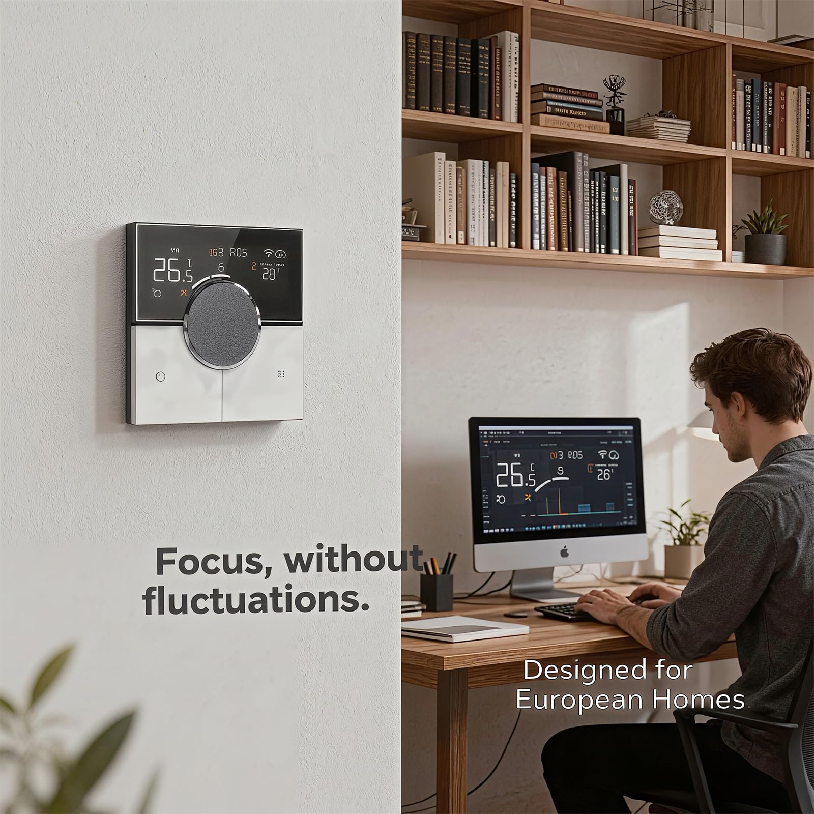 Inteligentny termostat WiFi z pokrętłem, programowalny elektryczny termostat grzewczy, kompatybilny z Alexa i Google Home, 16 A, 95-240 V